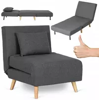 Mebel elite išskleidžiamas fotelis-lova, vienvietė sofa-lova marry, pilka spalva