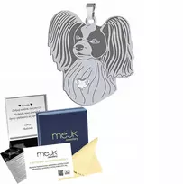 Mejk Jewellery Sidabrinis pakabukas su šunimi Papillon 925 Dovana Moterims Papuošalai Graviravimas