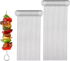 Kebabų iešmai nerūdijančio plieno 40 vnt. metaliniai iešmai mėsai, vištienai, krevetėms, vaisiams, daržovėms (20 cm + 25 cm)