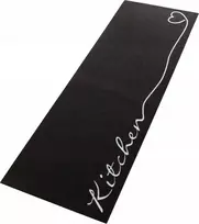 Hanse Home Juodas virtuvės kilimas, neslystantis kilimėlis su užrašu kitchen 50x150cm