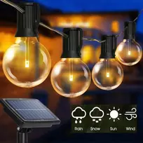 Saulės energija varoma sodo girlianda, saulės lemputės, 25 lemputės, balkonas, terasa, 3w led, 8m