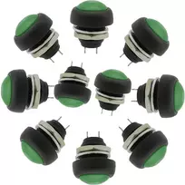10 x apvalus mygtukas 12 mm "pasidaryk pats" slėgio jungiklis Ac 1.5 A/230 V 12 V nefiksuojamas mygtukas žalias