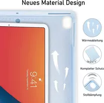 Dėklas su klaviatūra, skirtas ipad 9-os kartos (vokiška), klaviatūros dėklas, skirtas ipad 9 gen 10,2 colio, plonas apsauginis dėklas su pieštuko laikikliu, skirtas ipad 9/8/7/air 3/pro 10,5, žydra