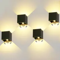 Kingwei 4 x led lauko sieninis šviestuvas 12 w su judesio davikliu, ip65, šiltai balta 3000 k, reguliuojamas spindulio kampas, juodas
