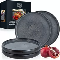 Moritz & Moritz Solid 4 x lėkštės 26 cm – akmens masės lėkščių rinkinys – indų rinkinys patiekimui