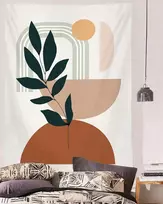 Yisumei Abstraktus gobelenas, modernus geometrinis gobelenas miegamajam, estetinis boho augalų gobelenas, sienų dekoracija kambariui (l/150 x 200 cm)
