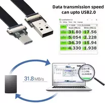 Cablecc usb 2.0 type a male į usb-c type c male plokščias fpc kabelis fpv, diskams ir telefonams 100cm