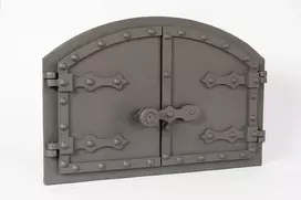 Sezam ketaus dvigubos orkaitės durelės su kniedžių efektu picų krosnies durelės - duonos krosnis - akmens krosnies durelės, 53.2 x 5.5 x 35.5 cm, grafito spalvos