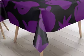 Le Jardin du Lin virtuvinis dekoratyvinis staltiesė, violetinė, juoda, 140 x 140 cm - sukurta ir pagaminta Turkijoje