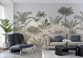 Rasch tapetai 556285 - fototapetai ant neaustinės medžiagos su palmėmis smėlio, kreminės baltos ir žalios spalvos iš kolekcijos "lirico" - 2,65 m x 3,71 m (ilgis x plotis)