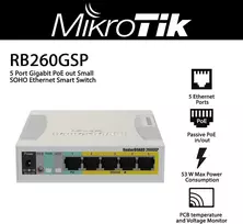 Mikrotik Css106-1g-4p-1s 5 prievadų gigabitinis cloud smart switch poe swos sfp
