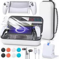 Fyoung 14-in-1 priedų rinkinys, skirtas Playstation Portal, krepšys ir magnetinė įkrovimo stotelė, skirta Ps5 Portal su apsauginiu dėklu, 2 apsauginės plėvelės, laidinės ausinės, 8 nykščio lazdelės (balta)