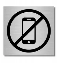 Aliumininė lentelė draudimas naudotis mobiliuoju telefonu piktograma