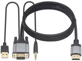 Duttek Vga į Hdmi kabelis, Vga į Hdmi keitiklis su 3,5 mm audio prievadu ir Usb 2.0 maitinimo prievadu, 1080p Vga kištukas į Hdmi kištuką, kabelis monitoriui, televizoriui, kompiuteriui 1,5 m (ne Hdmi į Vga)