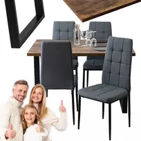 Ml Meble Mebel elite loft stalo ir kėdžių komplektas valgomajam, pilkas, 4x