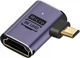 Cy 8k kabelis su kampu micro hdmi male į hdmi 2.1 female uhd prailginimo aukso konverterio adapteris palaiko 8k 60hz hdtv
