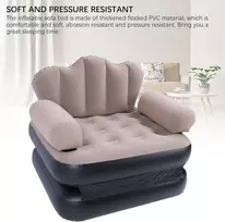 Fotelis Vbestlife pripučiama kėdė, oro sofa, sulankstomas pripučiamas čiužinys, pripučiama sofa-lova su atlošu, 198 x 70 cm, kavos spalvos