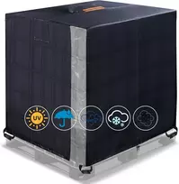 Ibc konteinerio uždangalas 1000l, 420d ibc konteinerio tentas, atsparus dulkėms, anti-uv su vandeniui atspariu užtrauktuku ir skaidriu langu lauko 275 galonų vandens talpai (120 x 100 x 116 cm)