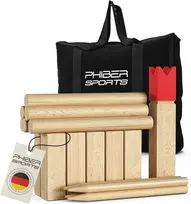 Kubb viking medinis žaidimas, aukščiausios kokybės - pagamintas iš tvirtos medienos - su praktišku nešiojimo krepšiu - šachmatų žaidimas lauke - medinis žaidimas vaikams ir suaugusiems, visų amžiaus grupių, 2-12 žaidėjų