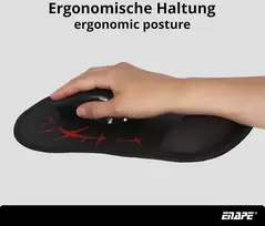 Enape® riešo atramos pelės kilimėlis žaidimams ir biurui su atminties putomis - pelės kilimėlis kompiuteriui, pelės kilimėliai ir klaviatūros kilimėlis ant stalo - pelės kilimėlis anime, stalo priedai ir lentyna (raudonas)