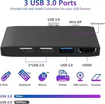 Surface Pro Usb dokstotelė, Bawanfa aliumininis Surface Pro 4/5/6 Usb 3.0 šakotuvas su 4k Hdmi, 1 x Usb 3.0 prievadas, 2 x Usb 2.0 prievadai, Sd/micro Sd kortelių skaitytuvas, skirtas Microsoft Surface Pro 4/5/6