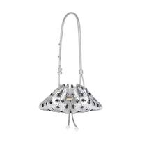 Spicy Girl Rivet Shoulder Bag Metal Stud Drawstring Crossbody Bag Portable Y2k Underarm Bag  Lady white