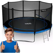Sodo batutas 12 pėdų/374 cm su išoriniu tinkleliu ir neo sporto kopėčiomis