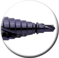 Exact 07033 pakopinis grąžtas, skersmuo 6–30 mm, spiralinė griovelis, Hss Tialn