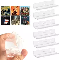 Wanlian vinilinė sieninė lentyna plokštelėms ir nuotraukoms, 10 x 3.5 x 2 cm vinilinių plokštelių sieninis laikiklis su 12 sieninių varžtų - skaidrus