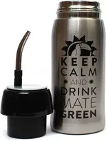 Mate Žalias Yerbomos 4.0 juodas 580 ml Yerba Mate arbatai 580 ml, nešiojamas priedas Yerba Mate, veikia kaip termosas su vandens buteliu ir išlaiko vandenį, sidabriškai juodas, 13308