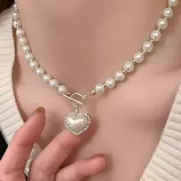 Tseenyi vintažinis perlinis vėrinys-chokeris boho karoliukai širdelė ot vėrinys auksinis perlų vėrinys krištolinė širdelė perjungiamas vėrinys grandinėlė papuošalai moterims ir mergaitėms