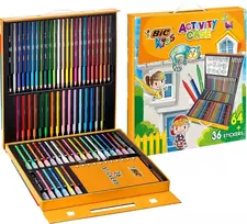 Bic Kids Activity Case – 24 spalvinimo pieštukai / 24 flomasteriai / 16 kreidelių ir 36 spalvinimo lipdukai