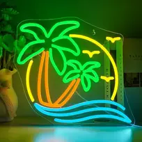 Horseneon neoninis ženklas su kokoso palmės atvaizdu, neoninis ženklas su kokoso palmės jūra, neoninis led su usb jungtimi, kokoso palmės šviesa, reklama miegamajam, vasaros paplūdimiui, alaus bistro klubui