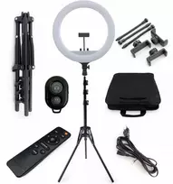2Control Led žiedinė lempa 54cm, 7800 Liumenų, su trikoju ir pulteliu
