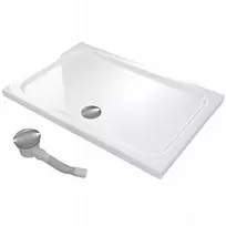 Stačiakampis dušo padėklas 120x100 slim žemas 5 cm baltas baltas su sifonu
