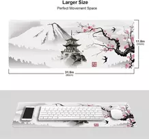 Gaming pelės kilimėlis Xl japoniška pagoda ir vyšnios žiedo šakelė didelis pelės kilimėlis stalo kilimėlis su apsiūtais kraštais ilgas neslystantis guminis pagrindas 80x30cm akrilas