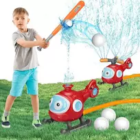 Vandens purkštuvas, 2-in-1 lauko lėktuvo formos purkštuvas ir t ball rinkinys vaikams, purškia iki 2,4 m aukščio su 2 purkštukų galvutėmis, 360° apskritas purškimas berniukams ir mergaitėms
