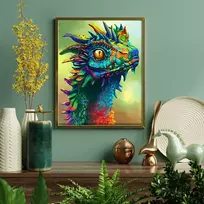 Fuumuui piešimas pagal skaičius suaugusiems ir vaikams, pradedantiesiems, įskaitant teptuką ir akrilinius dažus 40 x 50 cm – gyvūnai, drakonai