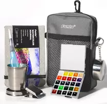 Funto mini akvarelės rinkinys, viskas viename 24 spalvų premium klasės kišeninis kelioninis tapybos rinkinys, su rankine per petį, akvarelės žurnalu, teptuku su vandens talpa, vandens puodeliu ir magnetiniu spaustuku