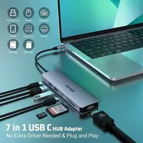 Usb-c šakotuvas 7-in-1 su Hdmi, 100w Pd, 2x Usb-a 3.0, Usb-c 3.0, Sd/tf