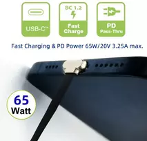 Usb-c kampinis 90 laipsnių 65w Pd greito įkrovimo laidas 75mm