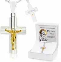 Sidabrinis kryželis su Jėzumi ant grandinėlės 925, personalizuotas