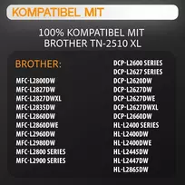 Supply Guy Tn2510xl Tn-2510xl suderinamas toneris, skirtas Brother Tn-2510 Xl, skirtas Brother Hl-l2400dw Hl-l2400dwe Mfc-l2800dw Dcp-l2627dw Mfc-l2827dw Mfc-l2860dw Mfc-l2860dwe Mfc-l2835dw Dcp-l2835dw