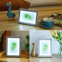 Junwen nuotraukų rėmelis 20 x 15 x 3 cm pilkas medinis rėmelis gilus rėmelis su balta šviesa ir organiniu stiklu daiktams iki vestuvių, dovanų nuotraukų rėmelis, gimtadienis, nuotraukų rėmelis vestuvių dovana