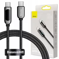 Baseus greitasis laidas type-c usb c 100w 5a galingas kabelis su galios matuokliu 1m