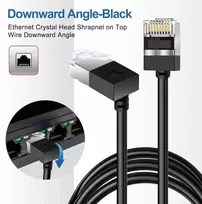 Dutevolns Itin plonas Cat 6 ethernet kabelis 90° žemyn kampu 8 m, lankstus plonas rj45 cat 6a lan kabelis gigabitinis, skirtas pc, maršrutizatoriui, ps4/5, (juodas)