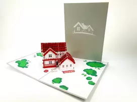 Nauji namai 3d atvirukas įkurtuvėms, sveikinimo dovana Pop Up Wow
