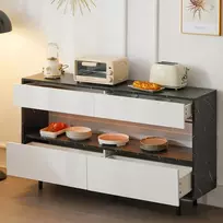 Komoda su vieta daiktams, stalčiais ir Led apšvietimu