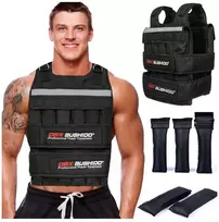 Dbx Bushido Treniruočių liemenė su svoriais ir reguliuojamu svoriu, 24 įdėklai iki 50 kg, tuščia