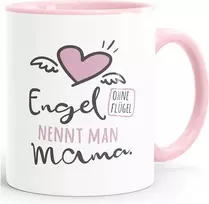 Moonworks® kavos puodelis "angelas be sparnų vadinamas mama" dovana tėvams mamai tėčiui rožinis vidus keramikinis puodelis